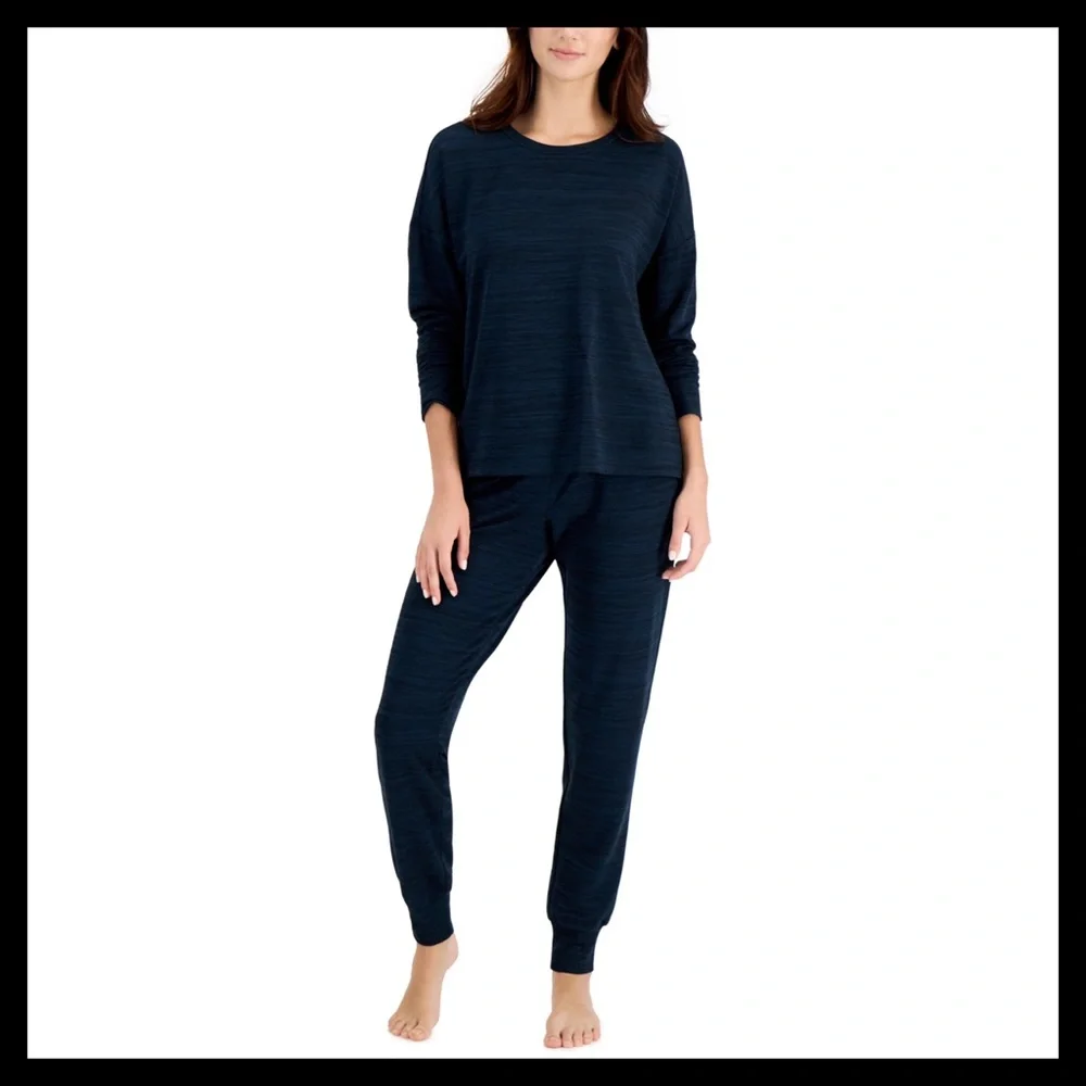 ALFANI French Terry Pajama Loungewear Set Color: Deep Malachite - Picture 2 of 6